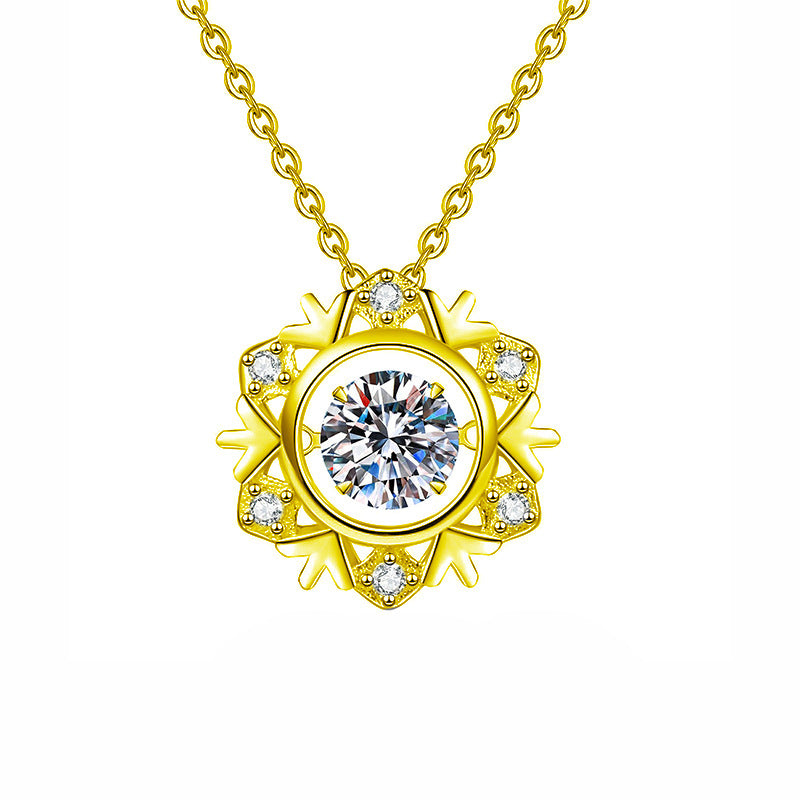 S925 Sterling Silver Snowflake Pendant Moissanite Necklace