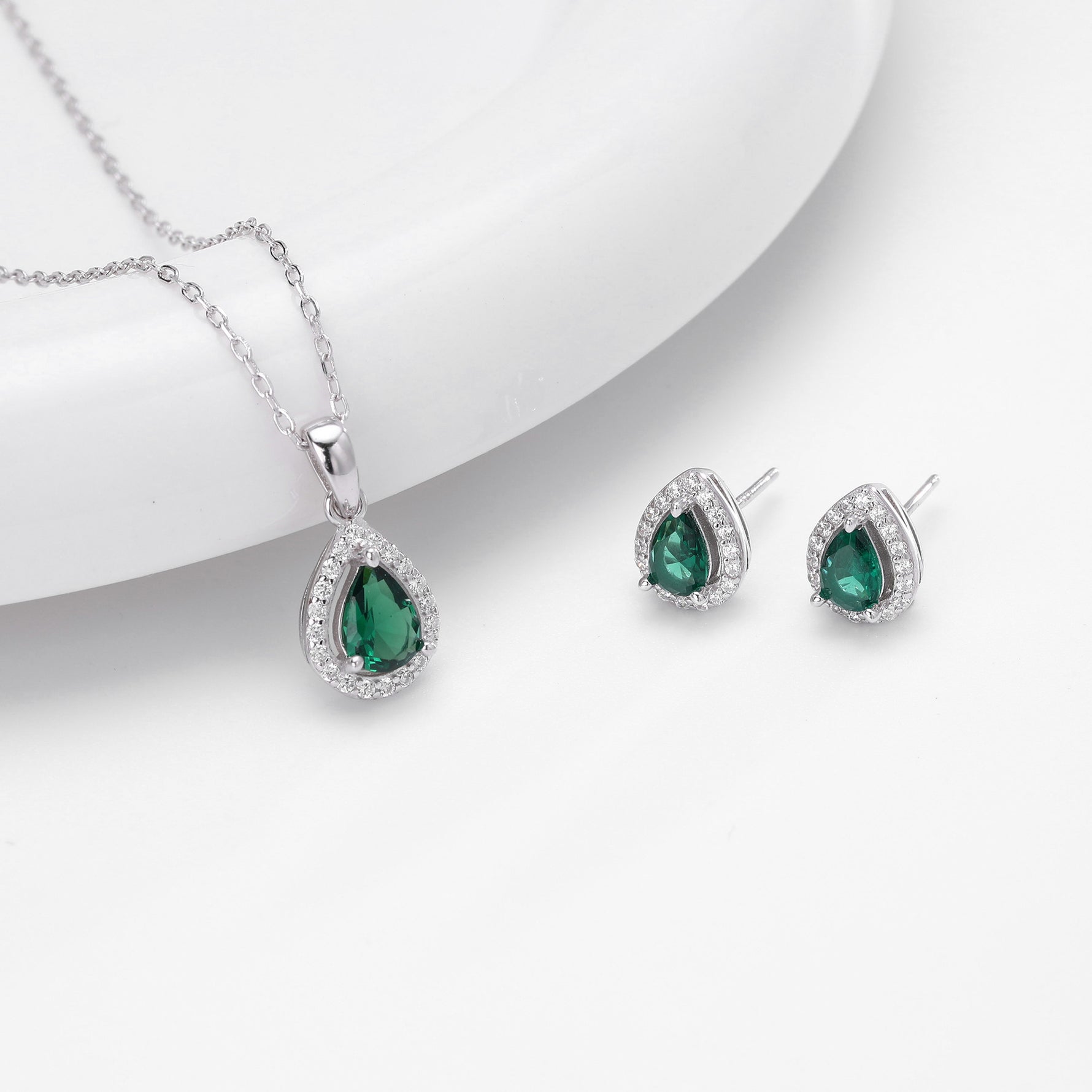 Double-layer zircon earrings and affordable luxury zircon necklace