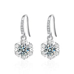 Christmas Earrings: 925 Sterling Silver Snowflake & Moissanite Ear Hooks