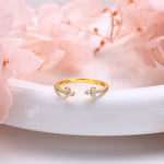 925 Sterling Silver Ring with Adjustable Opening and Zirconia for Delicate Small Flowers