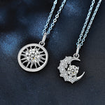 S925 Sterling Silver Moissanite Sun and Moon Lovers Pendant Necklace