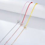 S925 Sterling Silver Heart-Shaped Zircon Stitching Colored Rope Bracelet