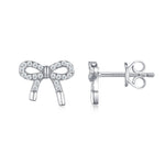 S925 Silver Bow Moissanite Stud Earrings