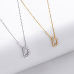 S925 Sterling Silver Simple Zircon Necklace with English Letters