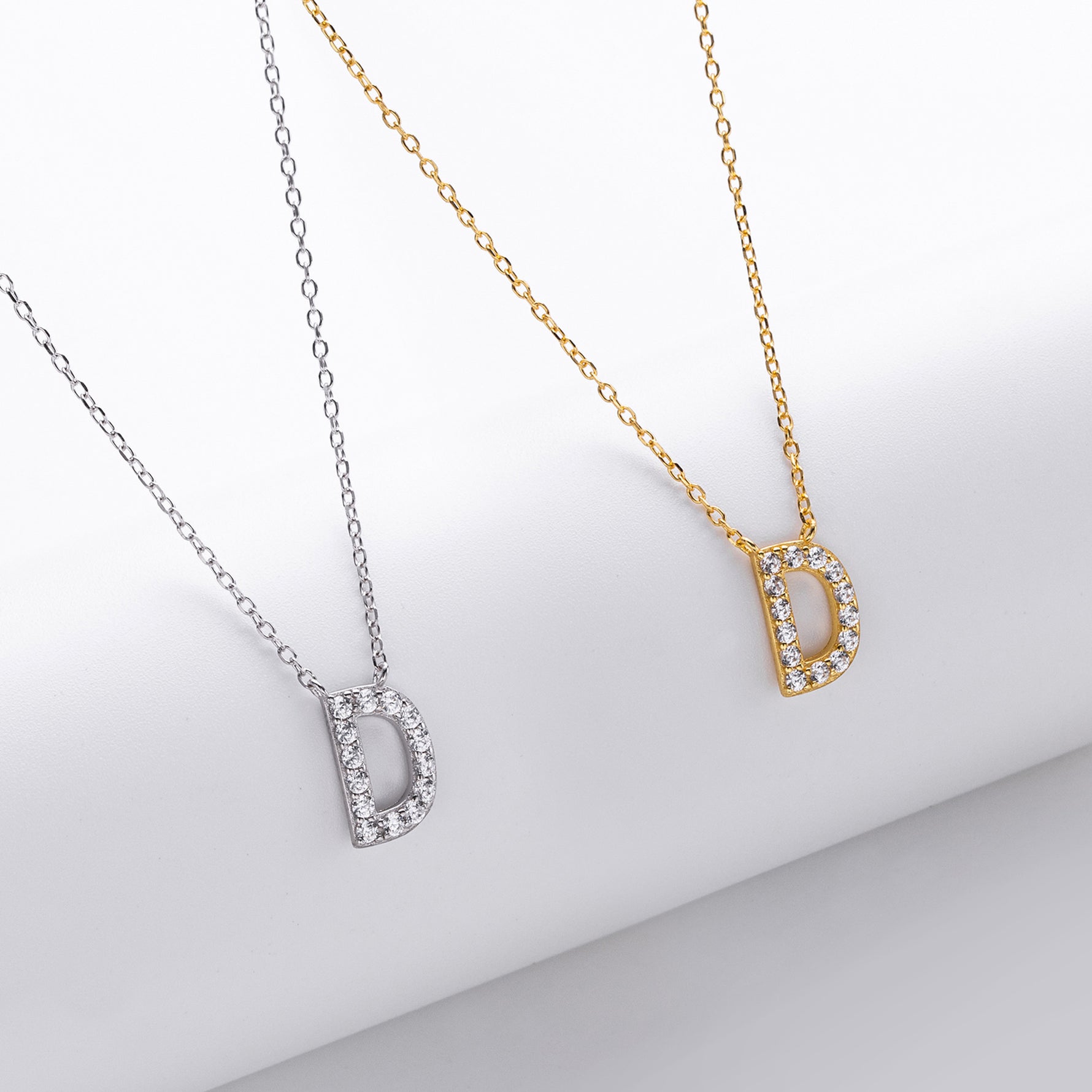 S925 Sterling Silver Simple Zircon Necklace with English Letters