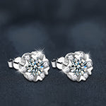 Versatile Christmas jewelry: Moissanite S925 sterling silver heart and snowflake earrings
