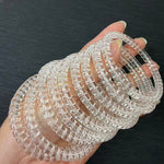 Natural Flawless White Crystal Tablet-Shaped Bead Bracelet
