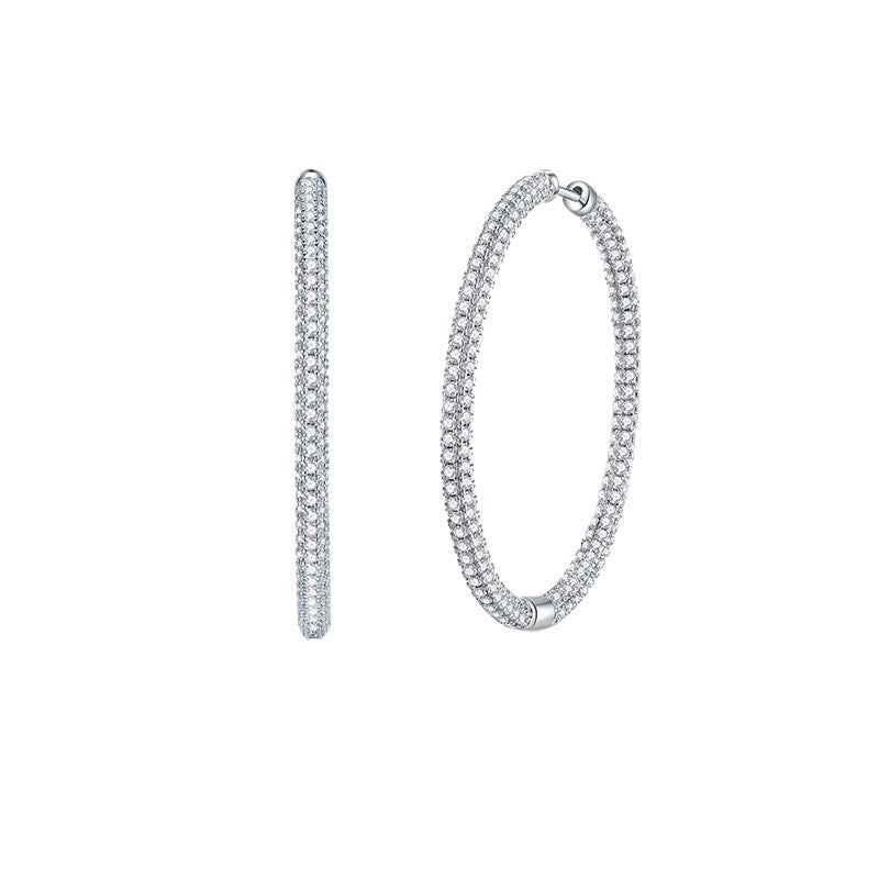 S925 Sterling Silver Moissanite Large Hoop Earrings