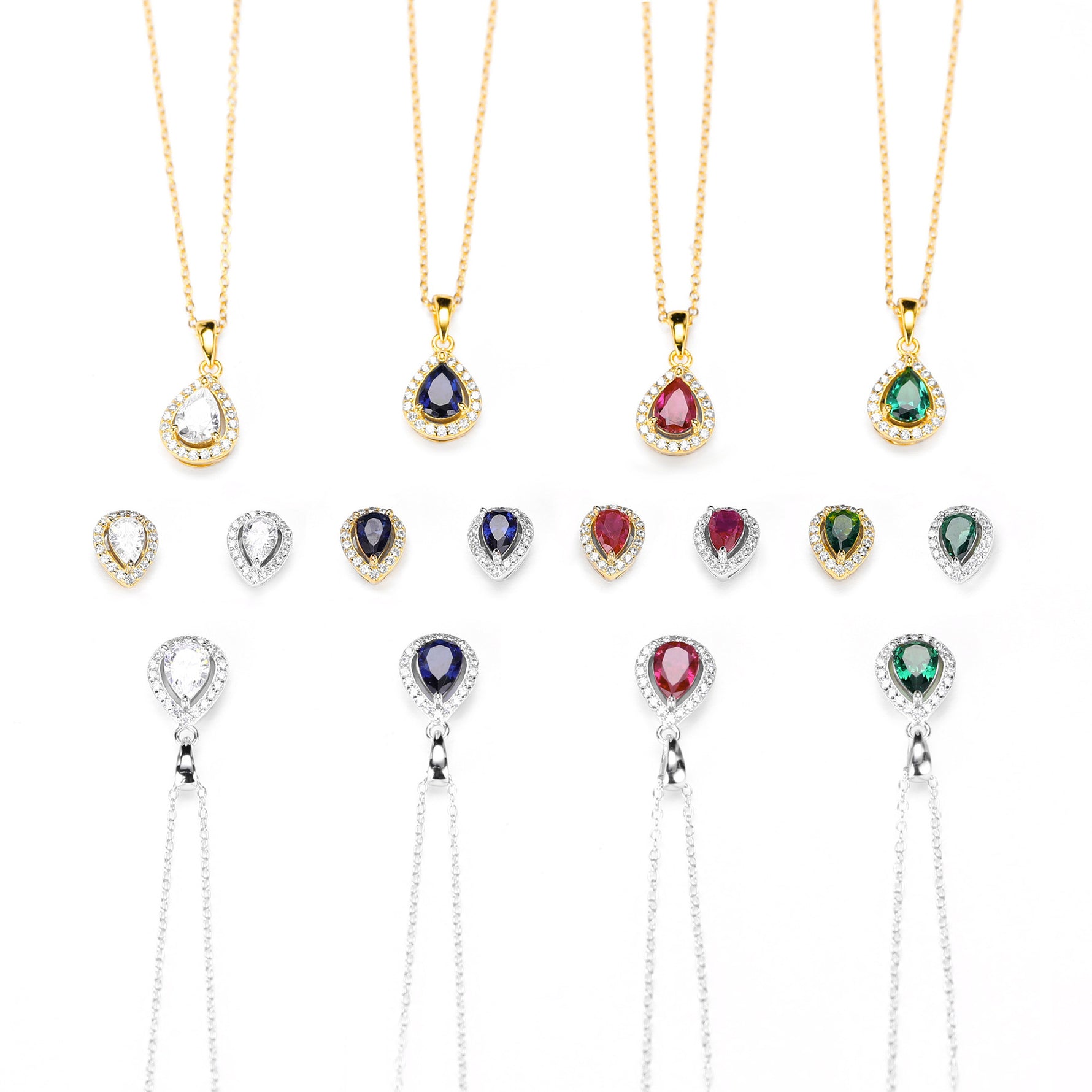Double-layer zircon earrings and affordable luxury zircon necklace