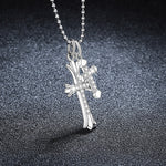 S925 Sterling Silver Moissanite Double Cross Necklace