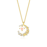 S925 Sterling Silver Moonstone and Zircon Collarbone Necklace