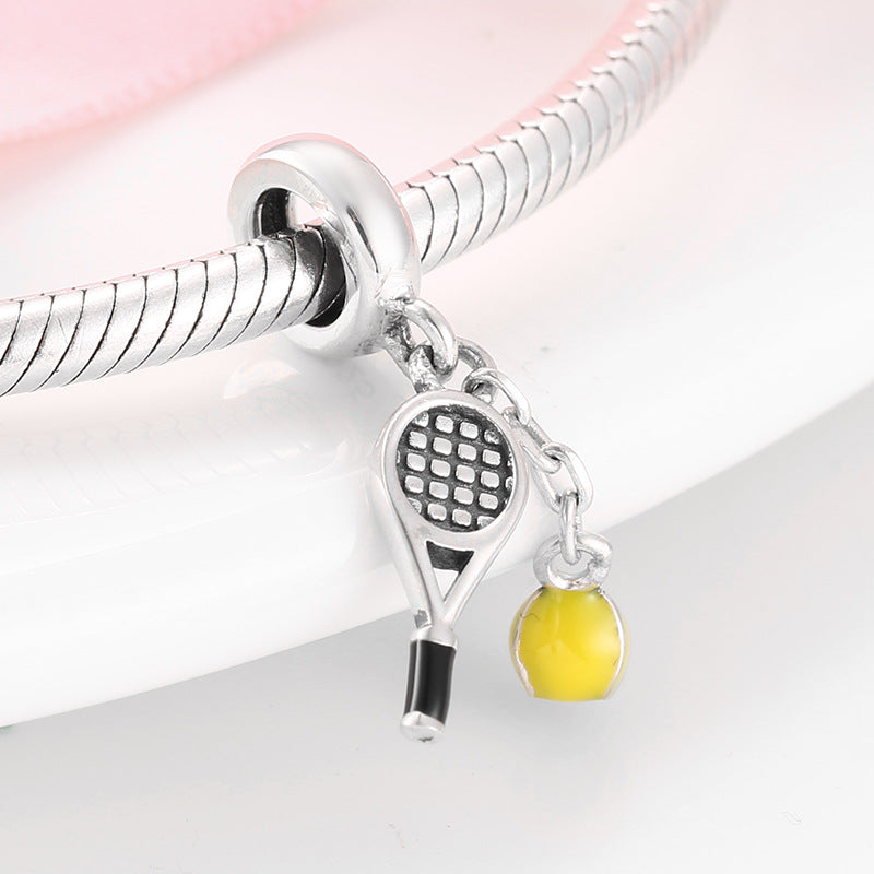 S925 Sterling Silver Tennis Rackets Pendant