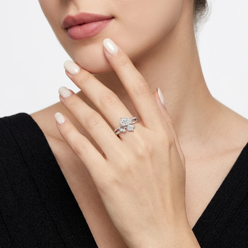 S925 Silver Pear-Shaped Moissanite Ring