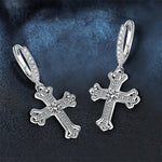 925 Sterling Silver Moissanite Cross Earrings