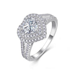 S925 Sterling Silver Statement Heart-Shaped Moissanite Ring