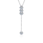 S925 Sterling Silver Moissanite Pendant Tassel Necklace