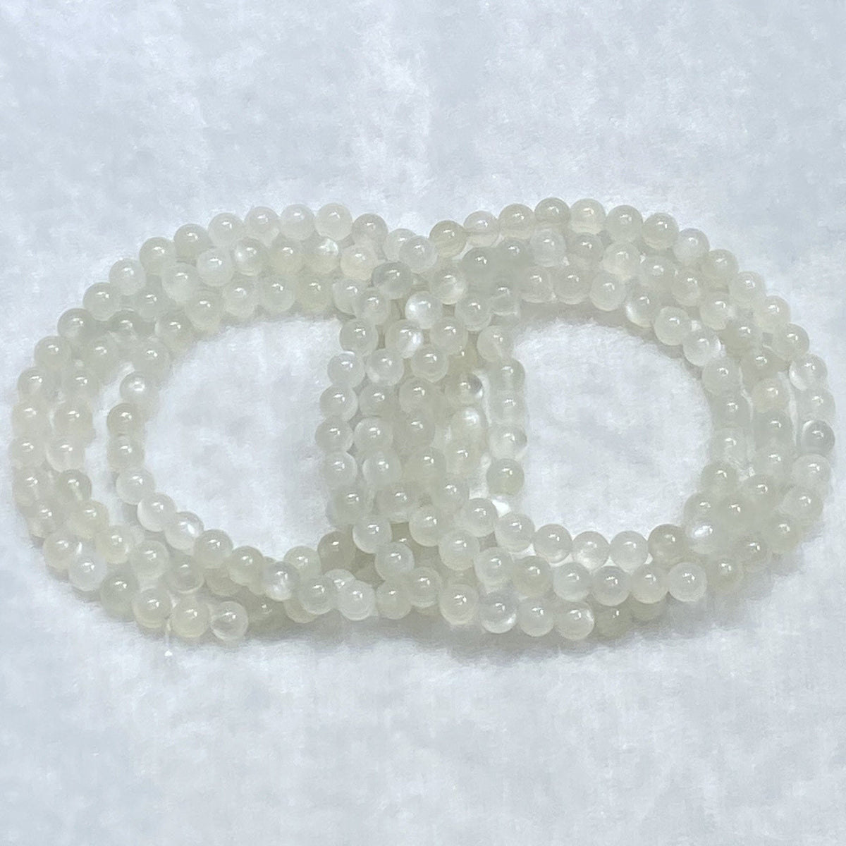 Natural White Moonstone Three-Wrap Bracelet