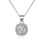 S925 Sterling Silver Square Moissanite Pendant Necklace