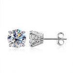 925 Sterling Silver Classic Four-Prong Earrings with Moissanite