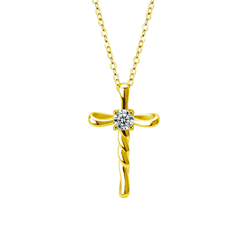 S925 Sterling Silver Moissanite Pendant Cross Necklace