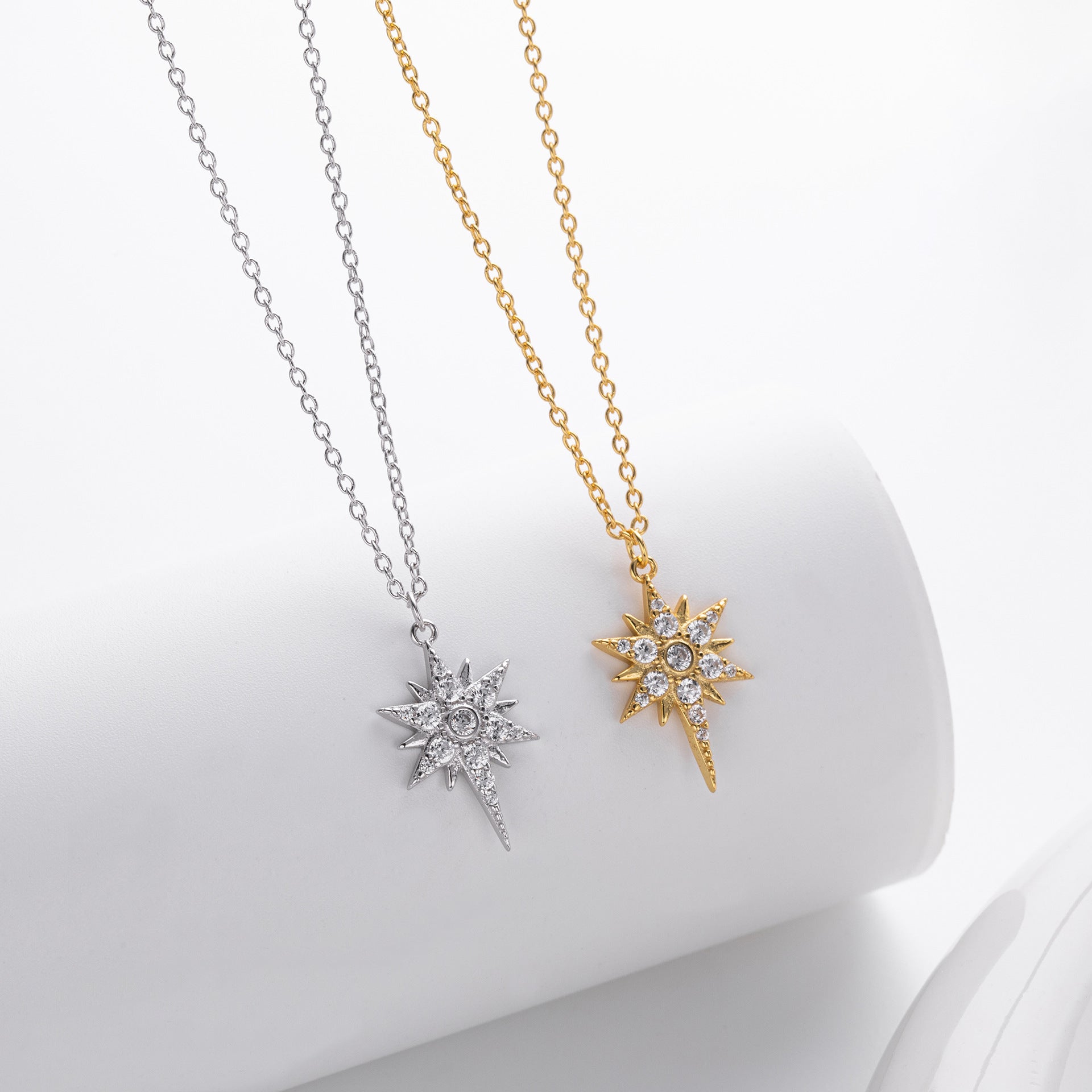 S925 Sterling Silver Zircon Star Necklace