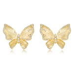 S925 Sterling Silver Gold-Plated Butterfly Zircon Earrings