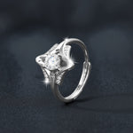 S925 Sterling Silver Four-Pointed Star Moissanite Ring