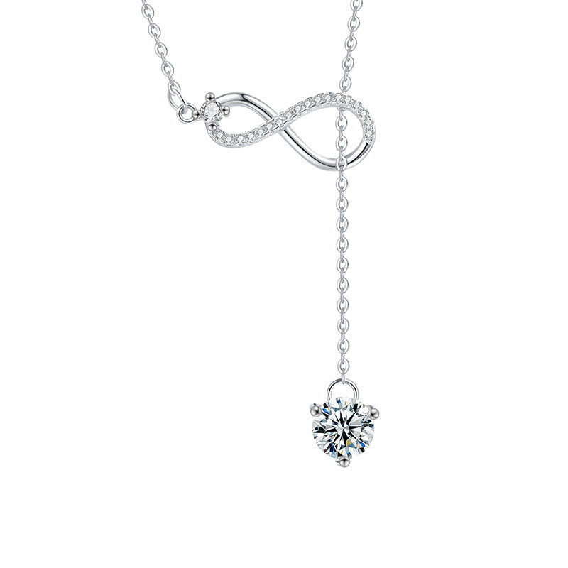 S925 Sterling Silver Moissanite Unlimited Symbol Tassel Necklace