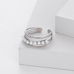S925 Sterling Silver Elegant and Stylish Open Ring with Pearl Inlay