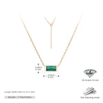 Rectangular colored zircon s925 sterling silver December birthstone collar necklace