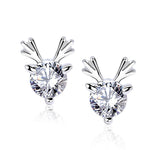 925 Sterling Silver Reindeer Moissanite Christmas Earrings