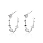 Moissanite S925 sterling silver bamboo C-shaped earrings