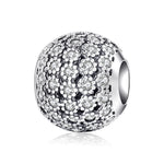 S925 Sterling Silver Spherical Hollow-out Dense Inlaid Zircon Flower Bead Pendant