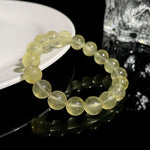 Natural Yellow Fluorite Bead Bracelet with Visible Internal Fibers