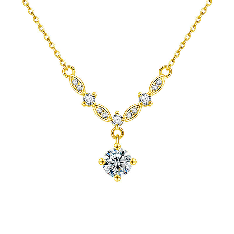 S925 Sterling Silver Moissanite Shining Star River Necklace