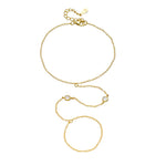 S925 Sterling Silver Round Zircon Finger Chain Bracelet