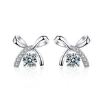 S925 Sterling Silver Moissanite Bow Earrings