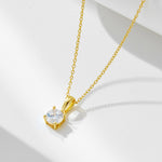 S925 Sterling Silver Four-Claw Round Zircon Necklace
