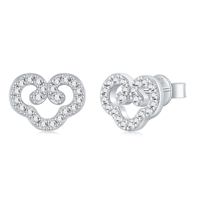 S925 Sterling Silver Sweet Heart-Shaped Moissanite Stud Earrings
