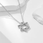 S925 Sterling Silver Six-Pointed Star Pendant Micro Inlaid Zircon Necklace