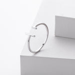 S925 Sterling Silver Simple  Stylish Parallel-Line Open Ring