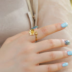 S925 Sterling Silver Gold-Plated Pomegranate Zircon Inlaid Ring