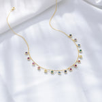 S925 Sterling Silver Colorful Round Zircon Necklace