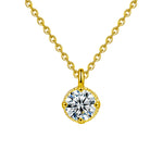 S925 Sterling Silver Moissanite Four Claw Pendant Necklace