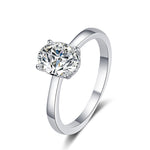 925 Sterling Silver Egg Shaped Moissanite Ring