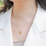 S925 Sterling Silver Gold-Plated Magpie Zircon Inlaid Pendant Necklace