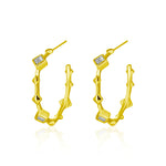 Moissanite S925 sterling silver bamboo C-shaped earrings