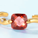 S925 Sterling Silver Gold-Plated Natural Garnet Ring