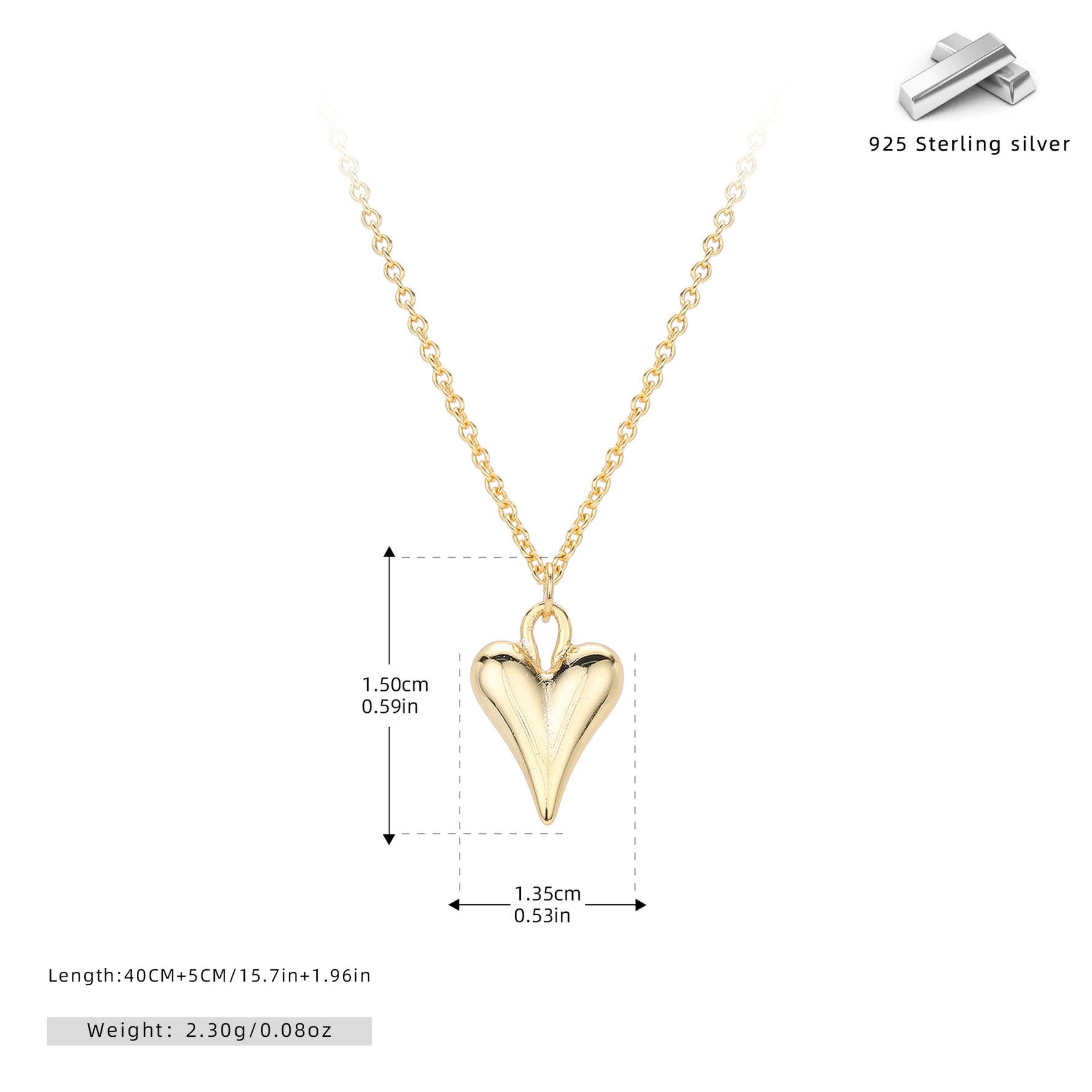 S925 Sterling Silver Heart Necklace