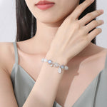 S925 Sterling Silver Bracelet, Fu‑Charm Cat's‑Eye Stone with Bell Beads